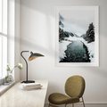 Plakat bez ramy 21x30 - Zimowa Przyroda: Rzeka, Góry i Śnieg - zima, rzeka