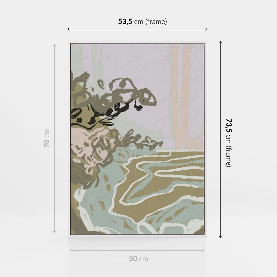 Obraz w ramie 50x70 - Wizja Przestrzeni - pastelowy krajobraz, nowoczesny plakat - rama biała