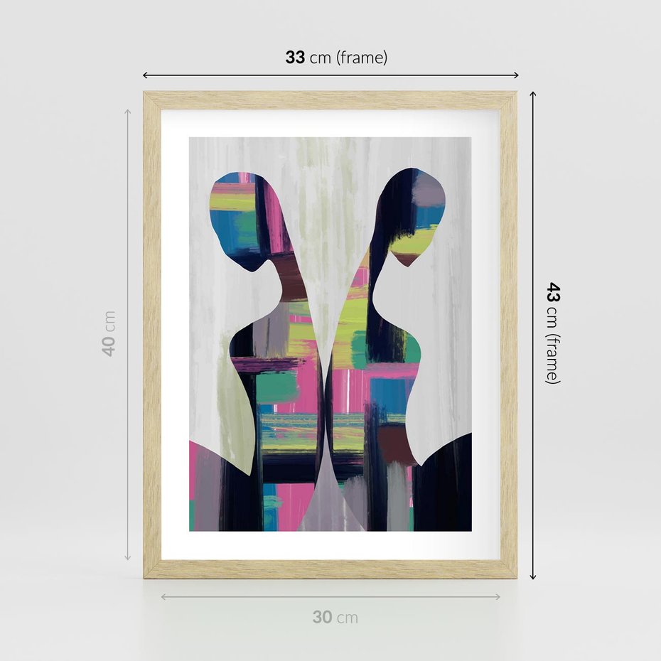 Plakat w ramie 30x40 - Nowa Era - abstrakcyjny plakat, nowoczesna sztuka - rama drewno