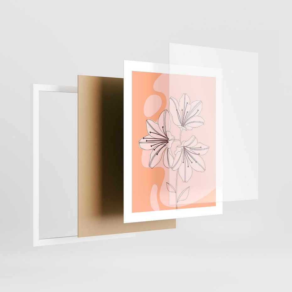 Plakat w ramie 40x50 - Kwiatowa Harmonia - minimalistyczny plakat, pudrowe kwiaty - rama biała