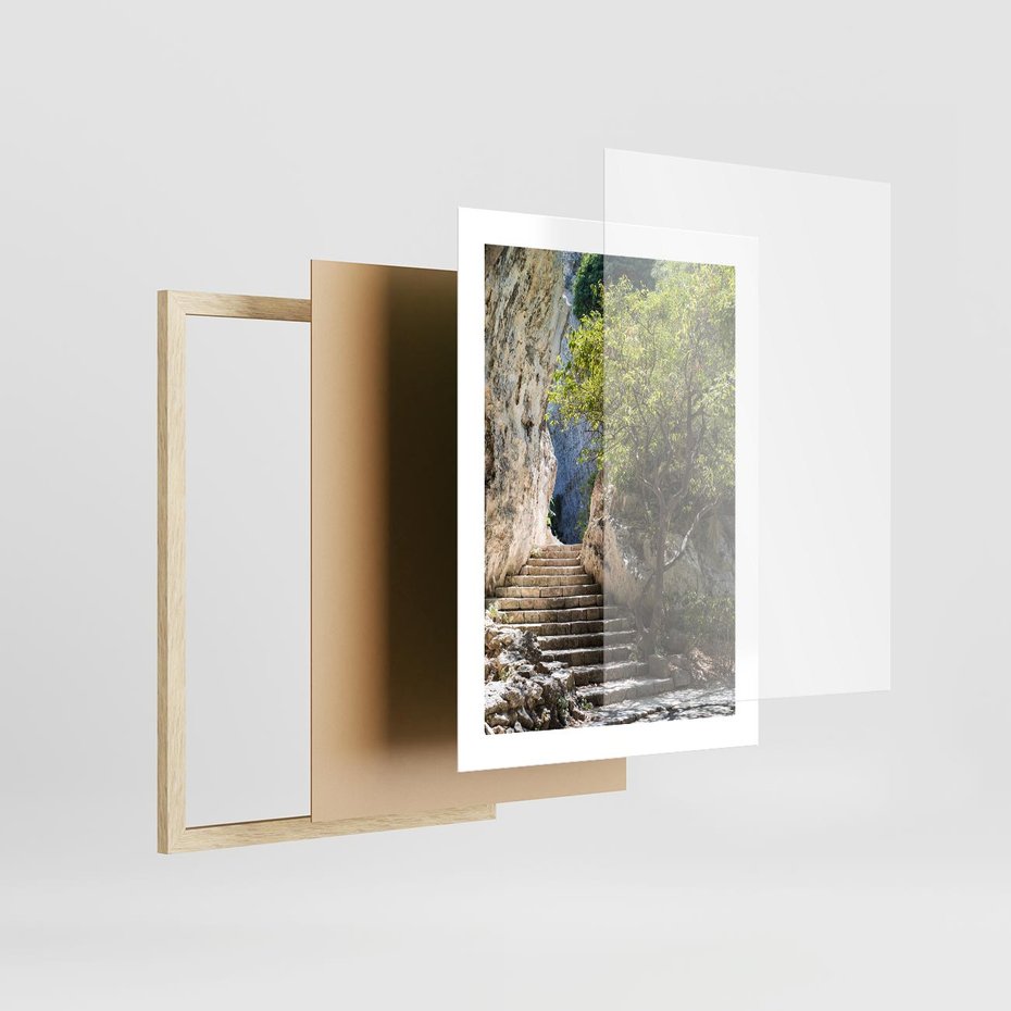 Plakat w ramie 30x40 - Krok po kroku do celu - schody, perspektywa - rama drewno