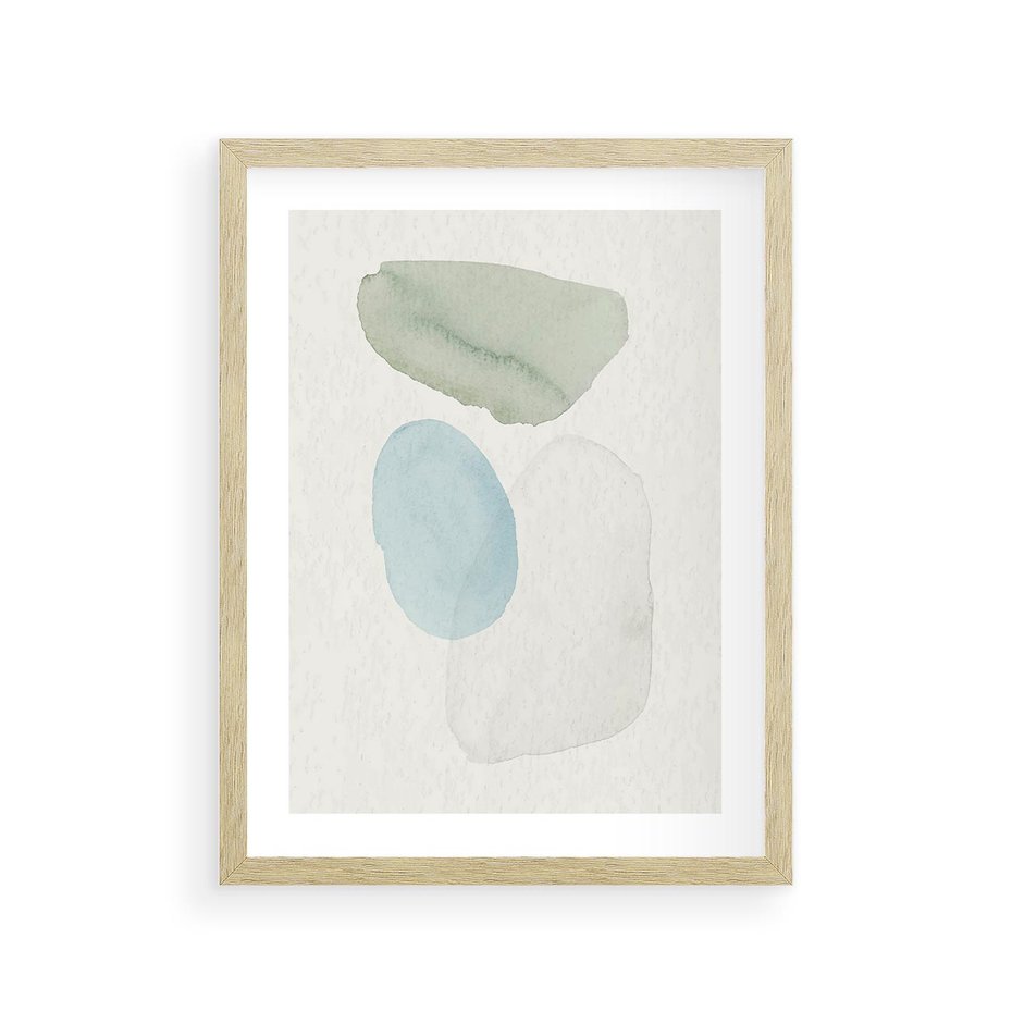 Plakat w ramie 30x40 - Akwarelowa Symfonia Natury - abstrakcyjne delikatne plamy, akwarelowe - rama drewno