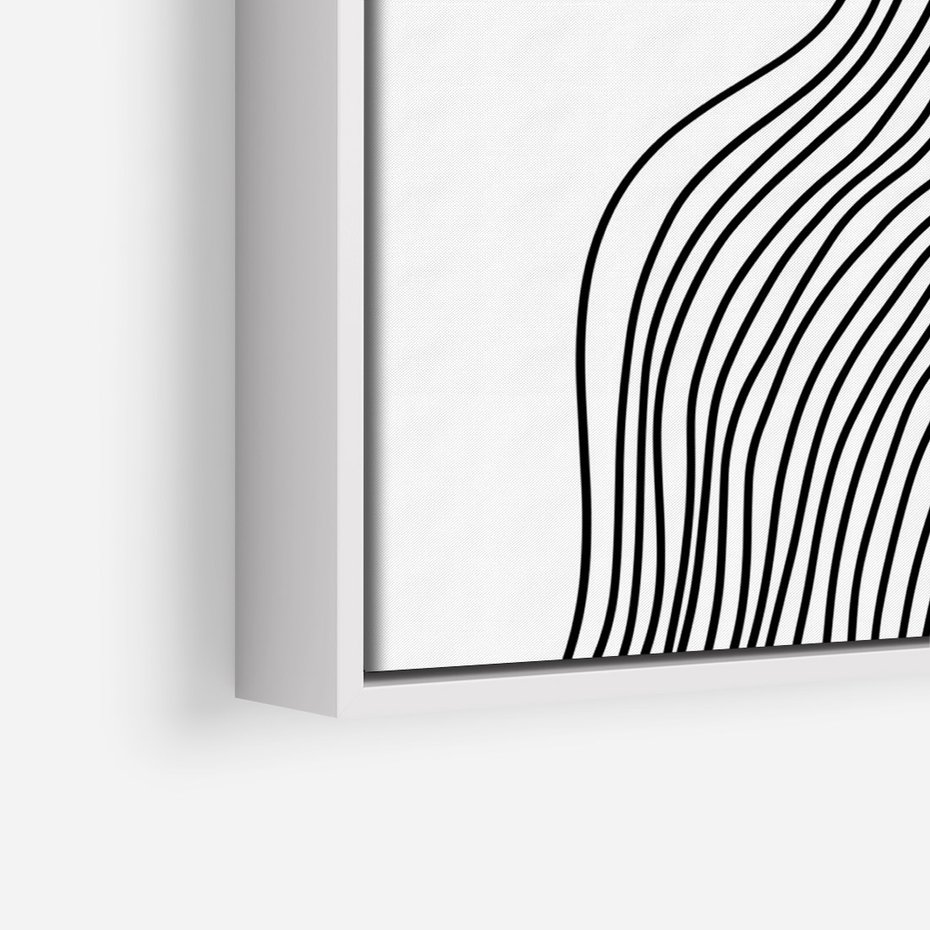 Obraz w ramie 80x120 - Refrakcje Przestrzeni - mnimalistyczna forma, czarne linie - rama biała