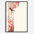 Obraz w ramie 70x100 - Rozkwitające Marzenia - japońska sztuka, ptak - rama czarna