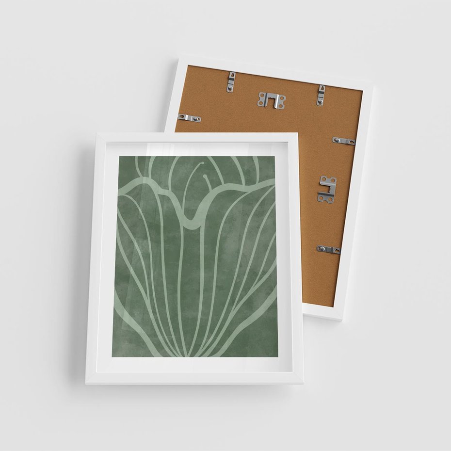 Plakat w ramie 40x50 - Zieleń Kształtująca Spokój - zielony plakat, roślinne inspiracje - rama biała