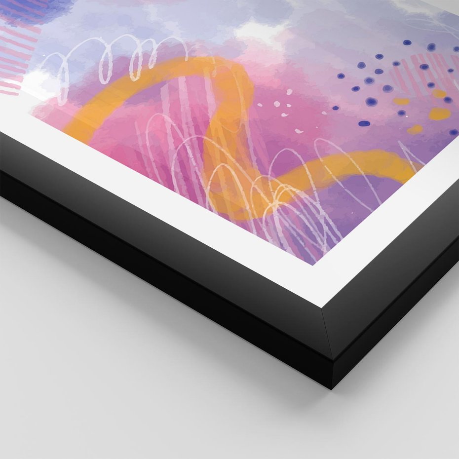 Plakat w ramie 50x70 - Migotliwe Wnętrza Kształtów - abstrakcyjny plakat, pastelowe kolory - rama czarna