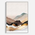 Obraz w ramie 70x100 - Góry Tonące w Pastelach - złote pastelowe góry, akwarela - rama biała