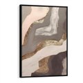 Obraz w ramie 50x70 - Płynne Fale - abstrakcja, neutralne kolory - rama czarna