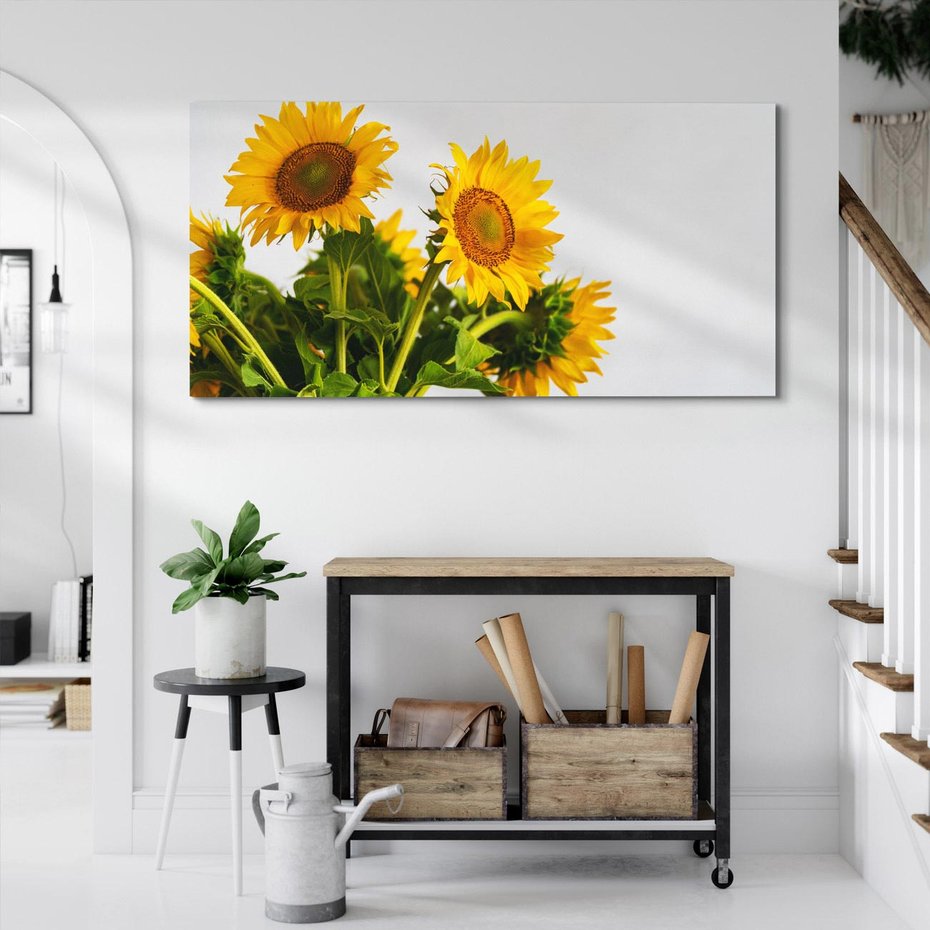 Obraz na płótnie 140x70 - Słoneczna Radość - fotografia, żółte słoneczniki