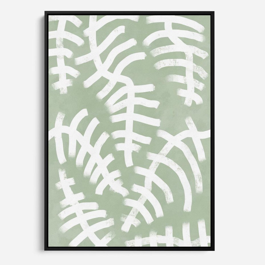 Obraz w ramie 70x100 - Oaza Zieleni - zielona abstrakcja, zgaszona zieleń - rama czarna