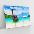 Obraz na płótnie 120x80 - Rajska Plaża Tajlandii: Spotkanie z Naturą - Tajlandia, łódź