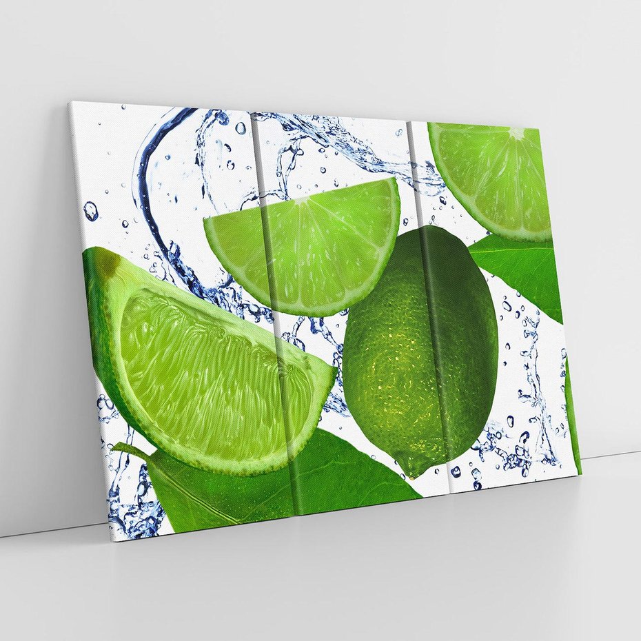 Obraz na płótnie 120x80 - Świeże limonki - limonki, woda