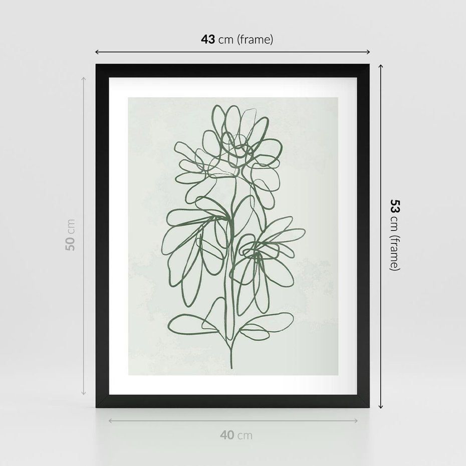 Plakat w ramie 40x50 - Spokojne Poddanie Naturze - zielony plakat, roślinne inspiracje - rama czarna