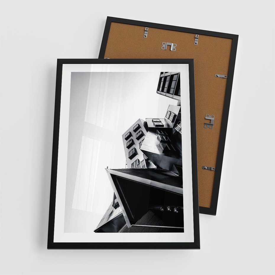 Plakat w ramie 50x70 - Czarno-Biały Świat - architeltura, surowość - rama czarna