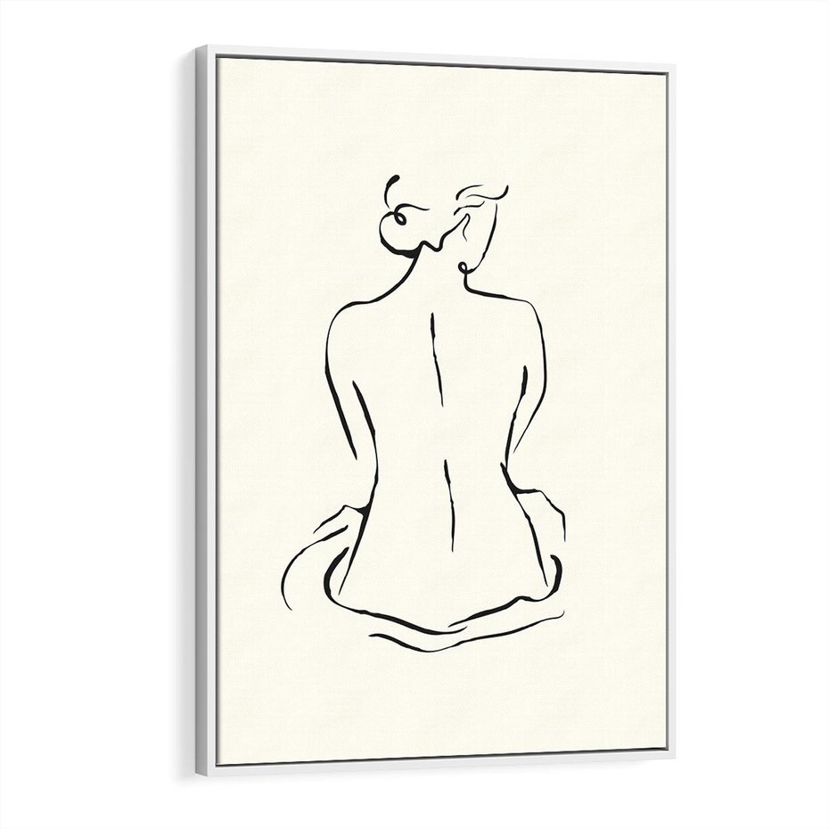 Obraz w ramie 50x70 - Migotliwa Symfonia - kobieta akt, minimalizm - rama biała