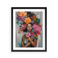 Plakat w ramie 40x50 - Z Głową w Kwiatach - obraz olejny, sztuka nowoczesna - rama czarna