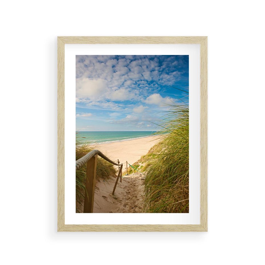 Plakat w ramie 30x40 - Spokojna plaża nad Bałtykiem - plaża, Bałtyk - rama drewno