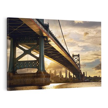 Obraz na płótnie 120x80 - Zachód Słońca nad Mostem: Filadelfia USA - Filadelfia, most