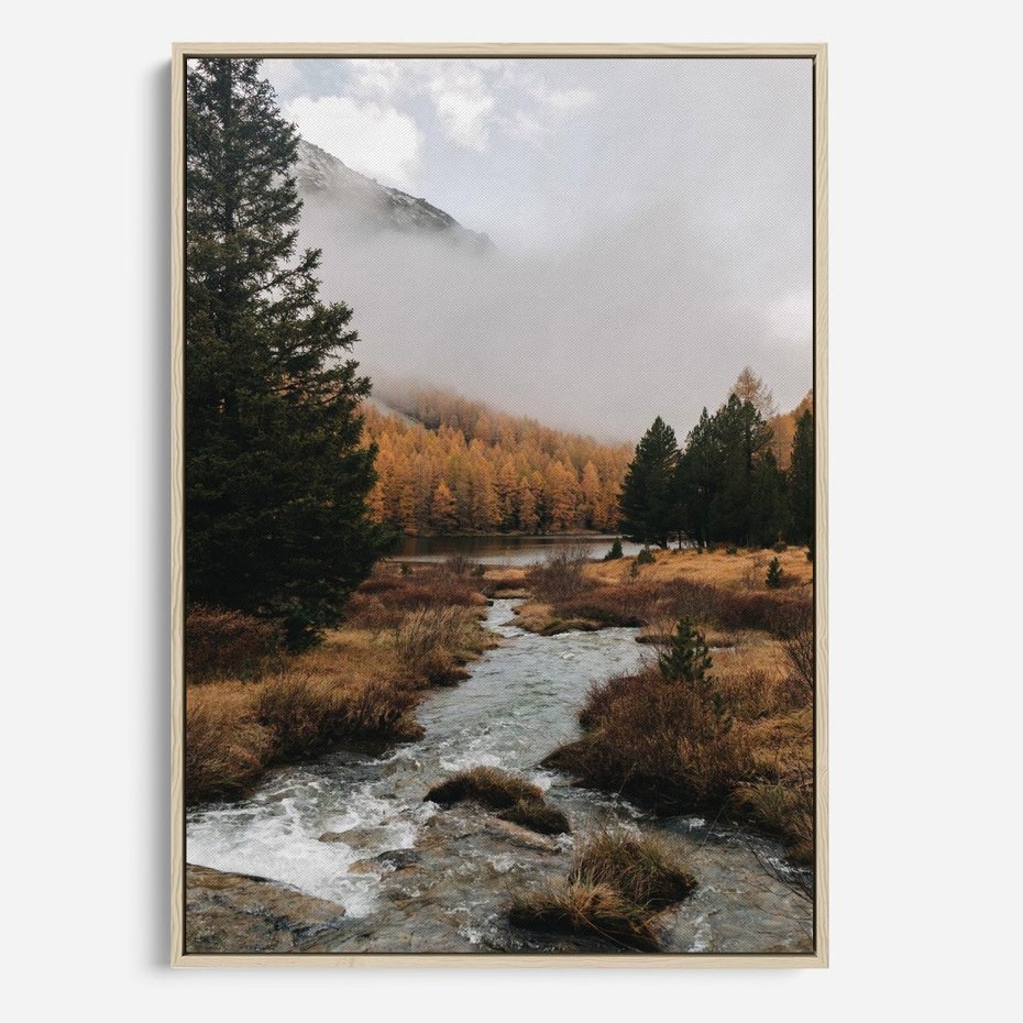 Obraz w ramie 50x70 - W Górskiej Dolinie - artystyczna fotografia, las - rama drewno