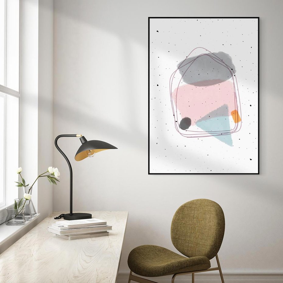 Obraz w ramie 70x100 - Migotliwa Opowieść - abstrakcyjna kompozycja, jak ręcznie malowana - rama czarna