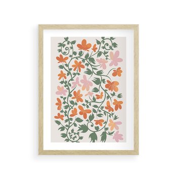 Plakat w ramie 30x40 - Kwiatowa Refleksja - kwiaty polne, plakat - rama drewno