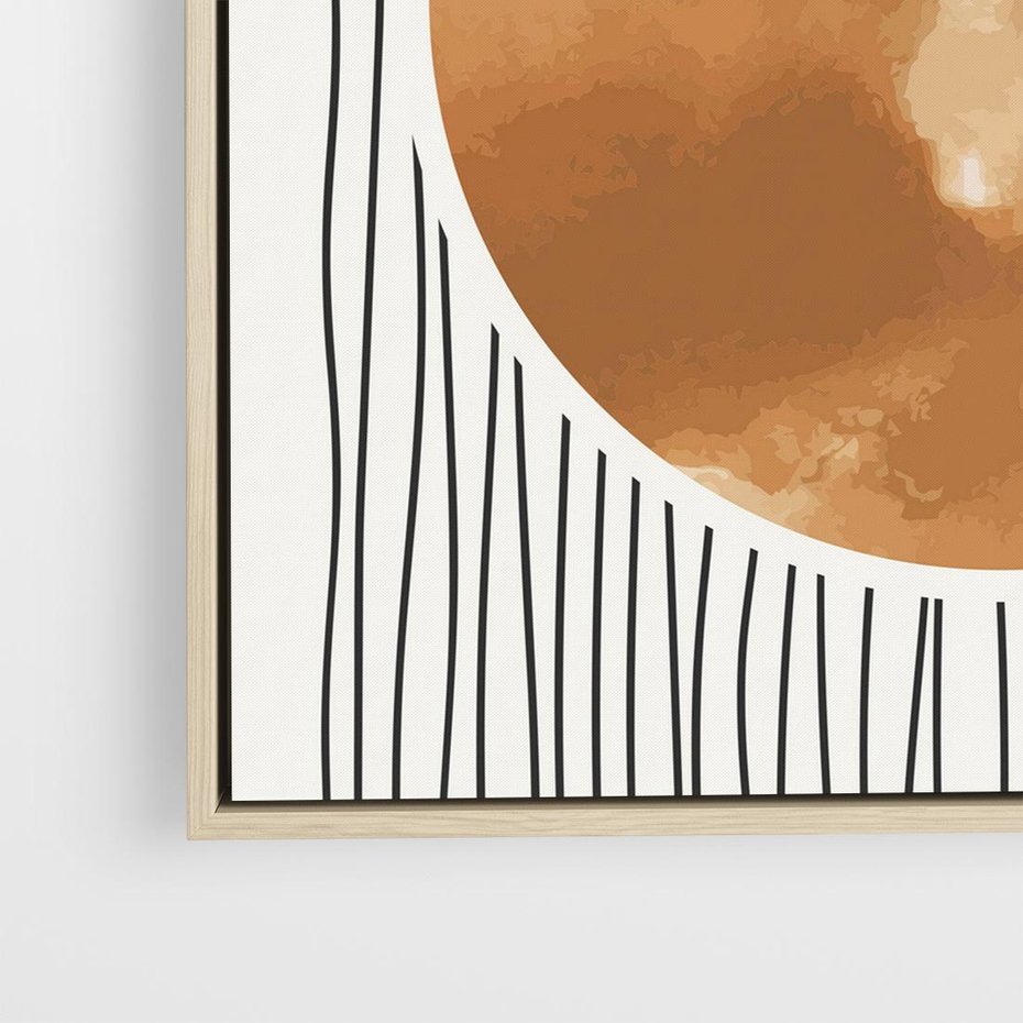 Obraz w ramie 80x80 - Eteryczne Krągłe Echa - boho obraz, geometria - rama drewno