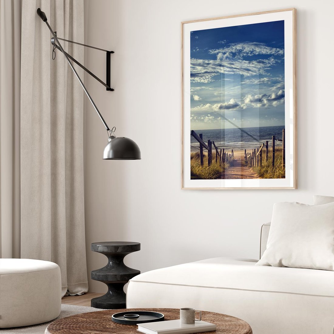 Plakat w ramie 40x50 - Plaża i morze - plaża, morze - rama drewno