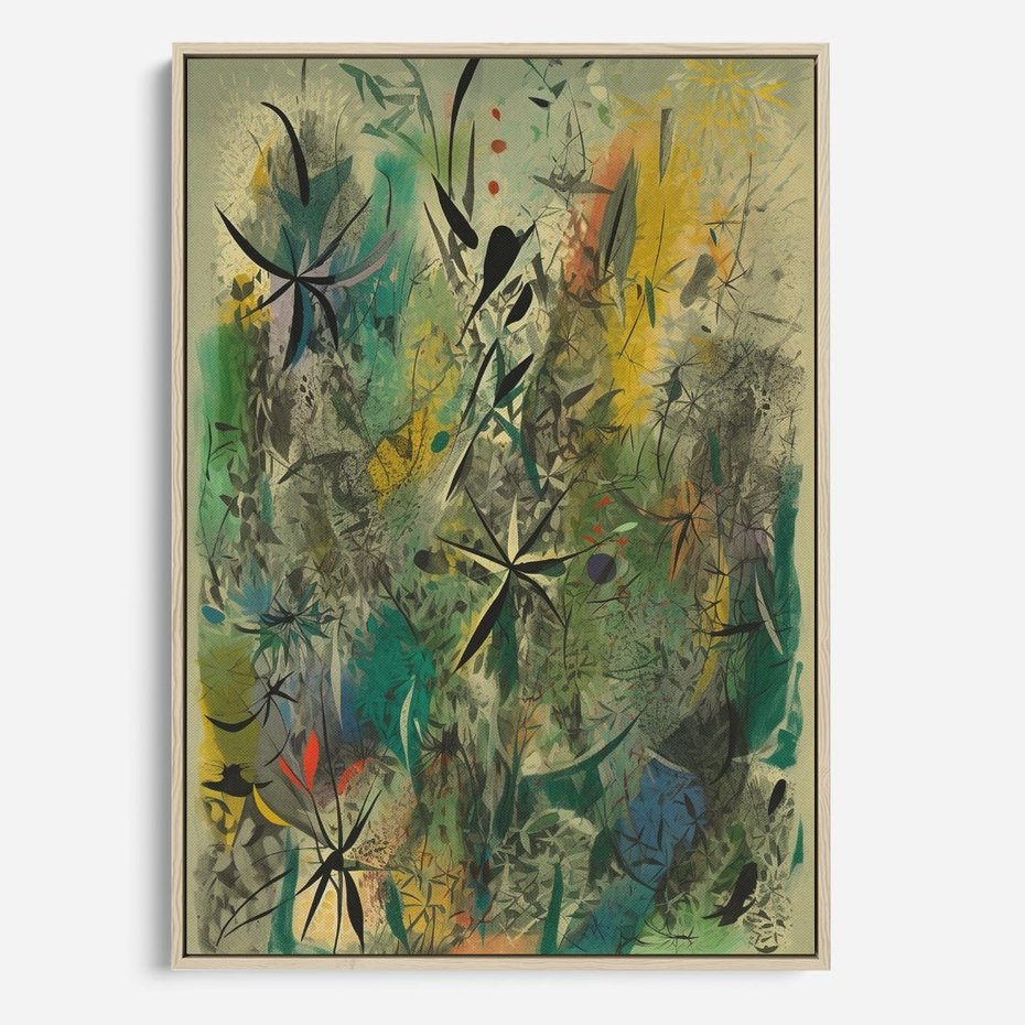 Obraz w ramie 50x70 - Tajemnicze Konstrukcje Form - abstrakcyjny obraz, mnogość kolorów - rama drewno