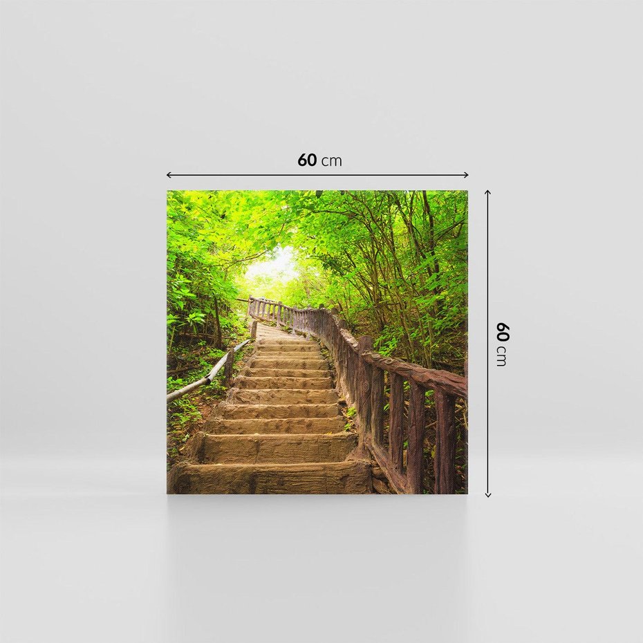 Obraz na płótnie 60x60 - Magiczne schody w lesie - schody, las