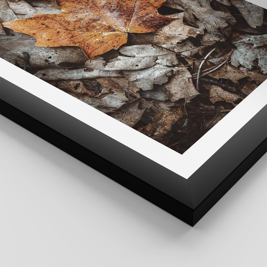 Plakat w ramie 40x50 - Jesienne Czarowanie - suchy liść, żółty - rama czarna