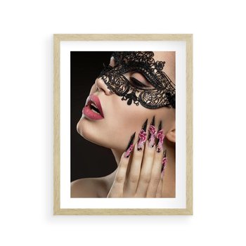 Plakat w ramie 40x50 - Piękno na tipsach - beauty, manicure - rama drewno