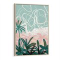 Obraz w ramie 80x120 - Rajski Stan - pastelowy krajobraz, nowoczesny plakat - rama drewno