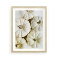 Plakat w ramie 50x70 - Jesienne Dynie: Delikatna Kompozycja - białe dynie, jasna kompozycja - rama drewno
