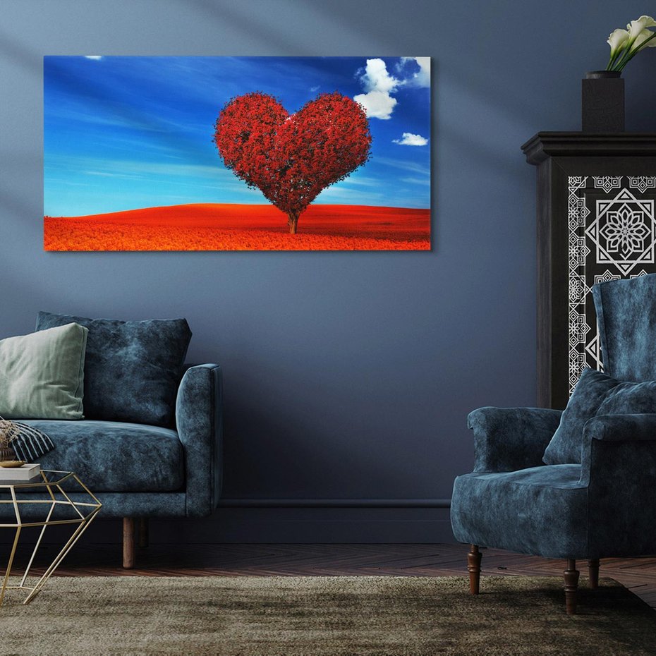 Obraz na płótnie 120x60 - Drzewo serca: Połączenie z niebem - drzewo, serce