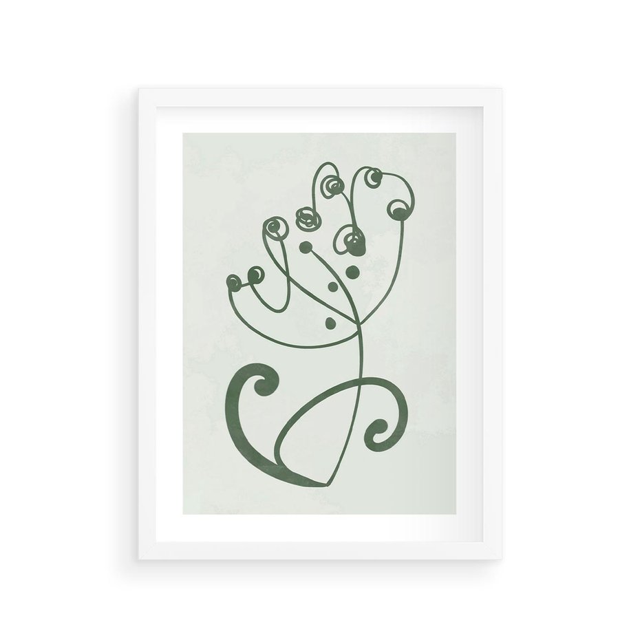 Plakat w ramie 30x40 - Zieleń Wyjątkowego Ukojenia - zielony odcień, abstrakcja - rama biała