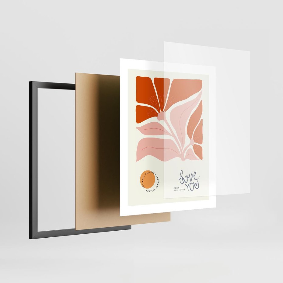 Plakat w ramie 40x50 - Miłość w Kwiatowym Sercu - kwiaty, miłość - rama czarna
