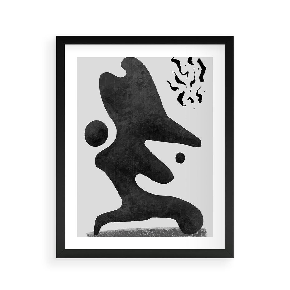 Plakat w ramie 40x50 - Abstrakcja w Monochromii - nowoczesna grafika, abstrakcja - rama czarna