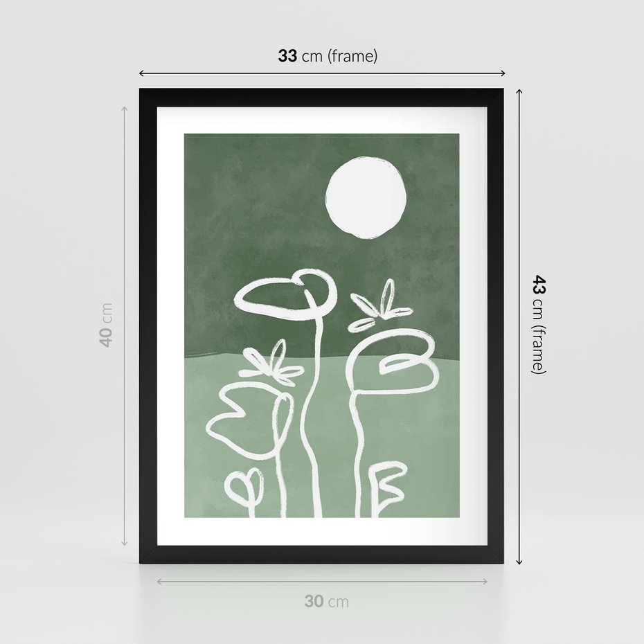 Plakat w ramie 30x40 - Wibracje Naturalnej Równowagi - zielony plakat, roślinne inspiracje - rama czarna