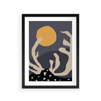 Plakat w ramie 30x40 - Tajemniczy Księżyc - nowoczesna sztuka, plakat - rama czarna