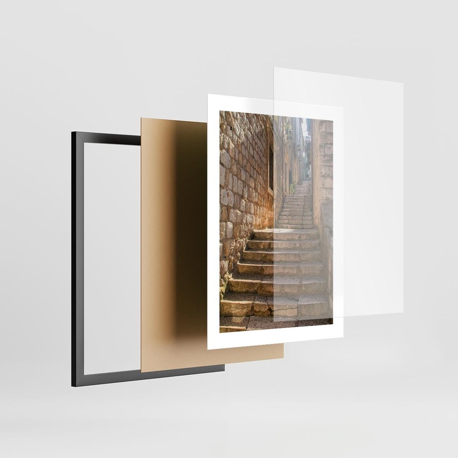 Plakat w ramie 30x40 - Uliczka: perspektywa miejskiego krajobrazu - uliczka, perspektywa - rama czarna