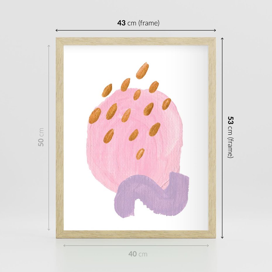 Plakat w ramie 40x50 - Migoczące Pastelowe Kształty - akwarela, minimalizm - rama drewno