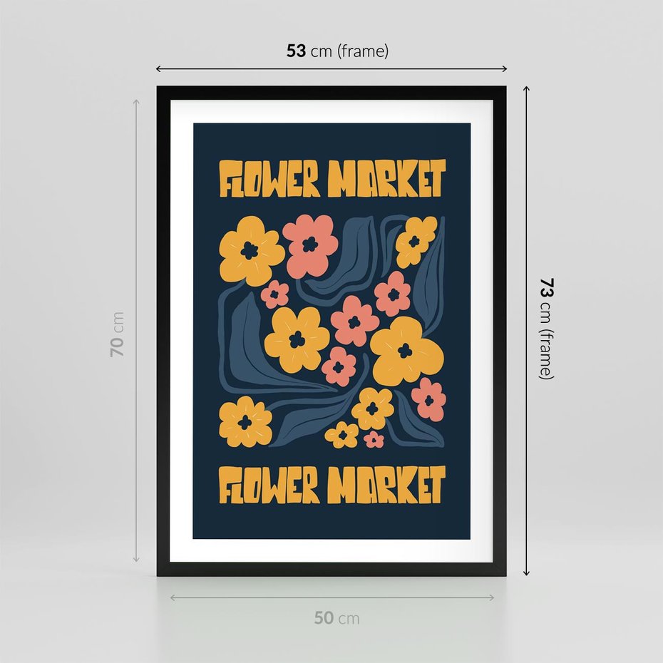 Plakat w ramie 50x70 - Impulsy Rozkwitu - plakat, granatowe tło - rama czarna