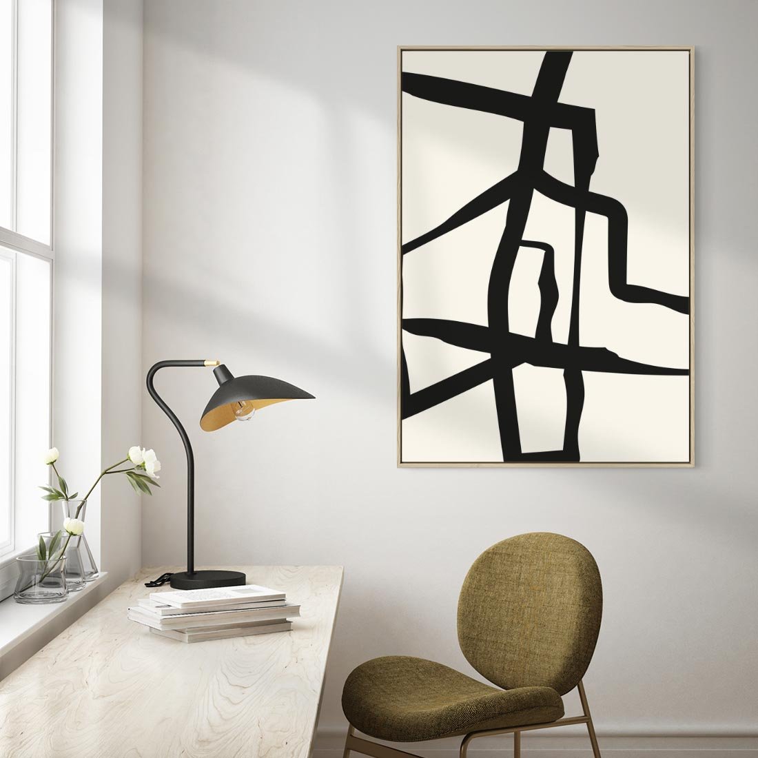 Obraz w ramie 50x70 - Impresje Wymiaru - linie, abstrakcja - rama drewno