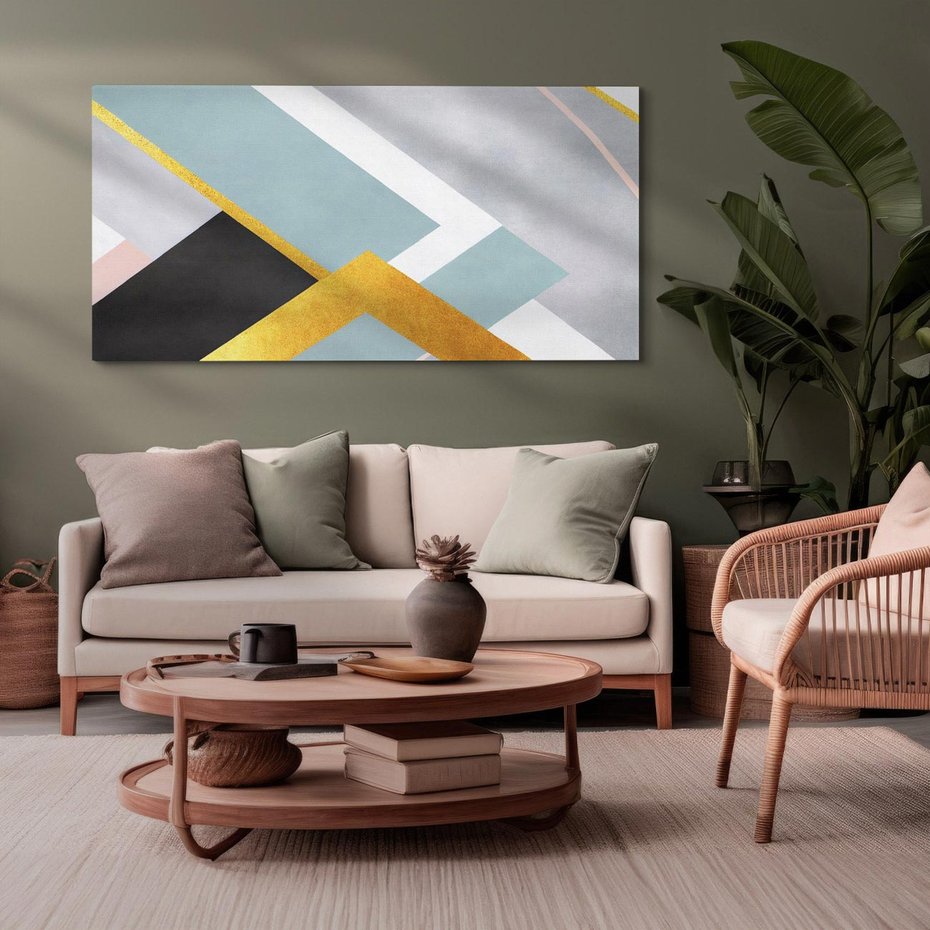 Obraz na płótnie 120x60 - Geometryczne Elementy - geometryczne kształty, elementy złota