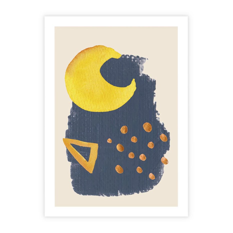 Plakat bez ramy 21x30 - Migocące Nocne Barwy - abstrakcyjna akwarelowa plama, granatowa