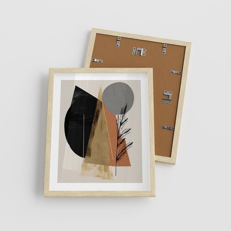 Plakat w ramie 40x50 - Wibracje Barw Ziemi - abstrakcyjny obraz, dziwne formy - rama drewno