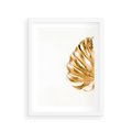 Plakat w ramie 30x40 - Przyjemność dla Oczu - złote, liście - rama biała