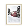 Plakat w ramie 30x40 - Domek w Śnieżnych Górach - domek, góry - rama drewno