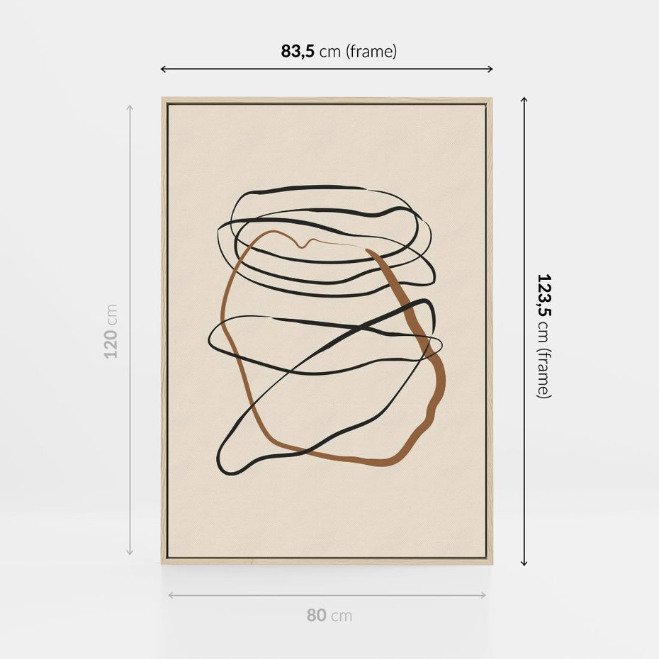 Obraz w ramie 80x120 - Bezczasowe Kontury - abstrakcyjne linie, zaplątane - rama drewno