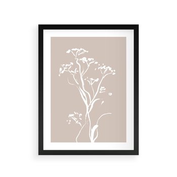 Plakat w ramie 30x40 - Harmonijne Mini Boho - minimalistyczny delikatny obraz, beżowe odcienie - rama czarna